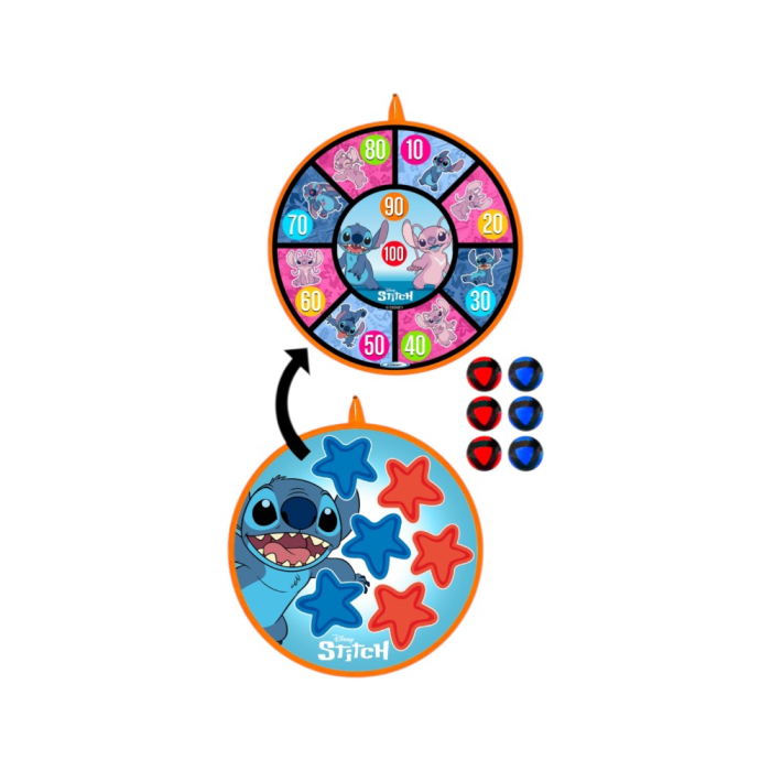 Set placă țintă cu 6 bile lipicioase pentru copii, cu două fețe, multicolor, Stitch [5]
