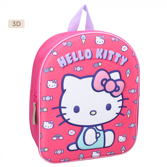 Set rucsac copii 3D, 29x22x9 cm, sticla apa din aluminiu 500 ml si cutie sandwich 16x13x5 cm, din plastic fara BPA, Hello Kitty [2]