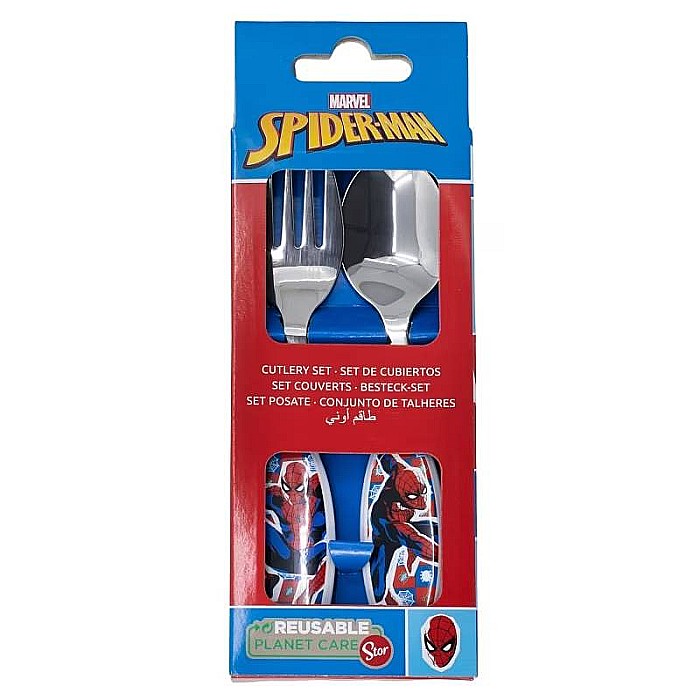 Set 2 tacâmuri, furculiță și lingură pentru copii Spiderman, Midnight Flyer 15,5 cm Albastru [2]