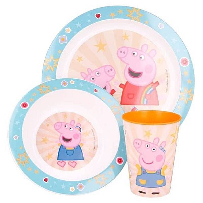 Set veselă 3 piese, fără BPA, multicolor, compatibil la microunde, Peppa Pig [2]