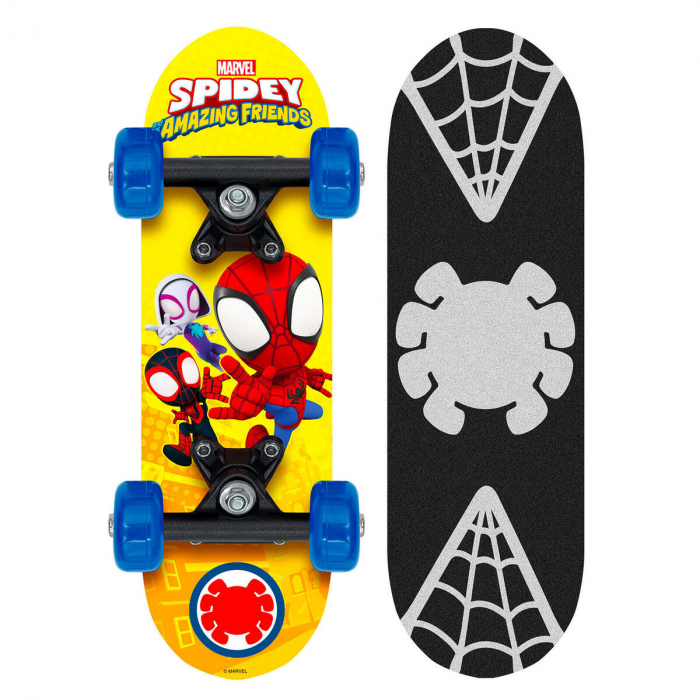 Skateboard Copii, 43 x 13 cm, 9 straturi de mesteacan, placa antiderapanta, rulmenti Abec-5, multicolor, Spidey [2]