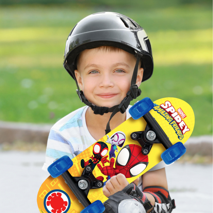 Skateboard Copii, 43 x 13 cm, 9 straturi de mesteacan, placa antiderapanta, rulmenti Abec-5, multicolor, Spidey [3]
