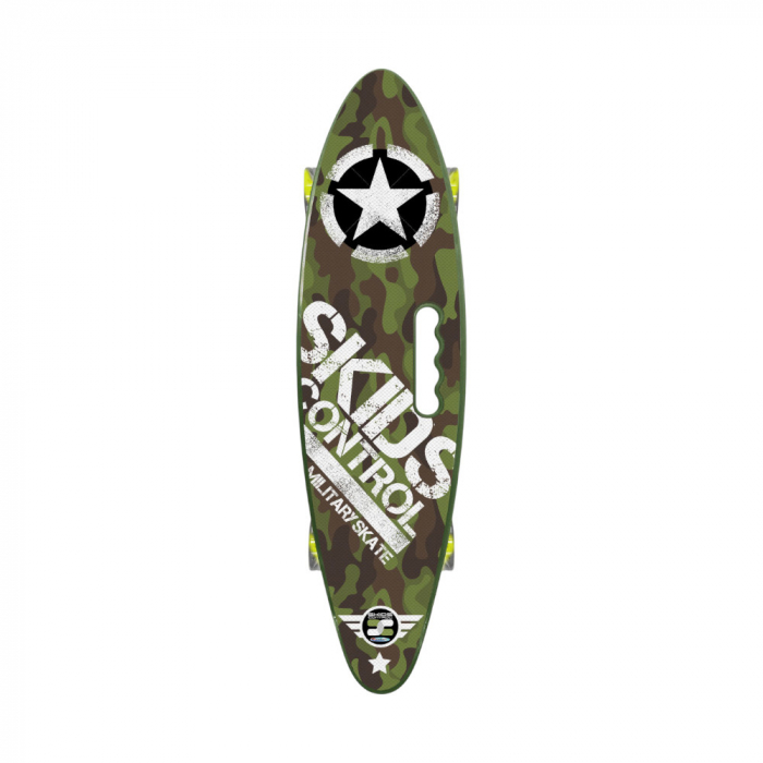 Skateboard Copii, 55 x 15 cm, placa PP antiderapanta, rulmenti Abec-7, multicolor, Skids Control Military [2]