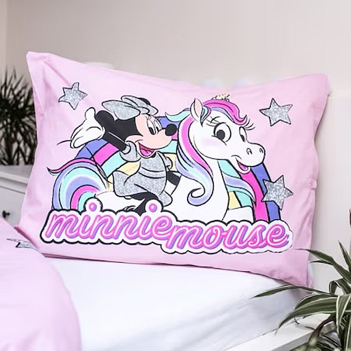 Set lenjerie pat copii, 100% bumbac, multicolor, 2 piese, 140×200 cm, 70×90, Unicorn, Minnie Mouse [4]