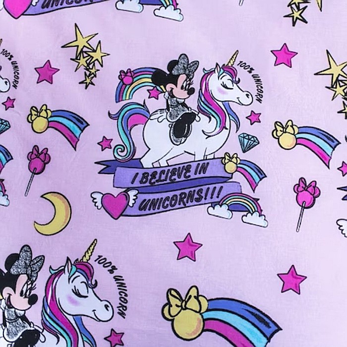 Set lenjerie pat copii, 100% bumbac, multicolor, 2 piese, 140×200 cm, 70×90, Unicorn, Minnie Mouse [5]