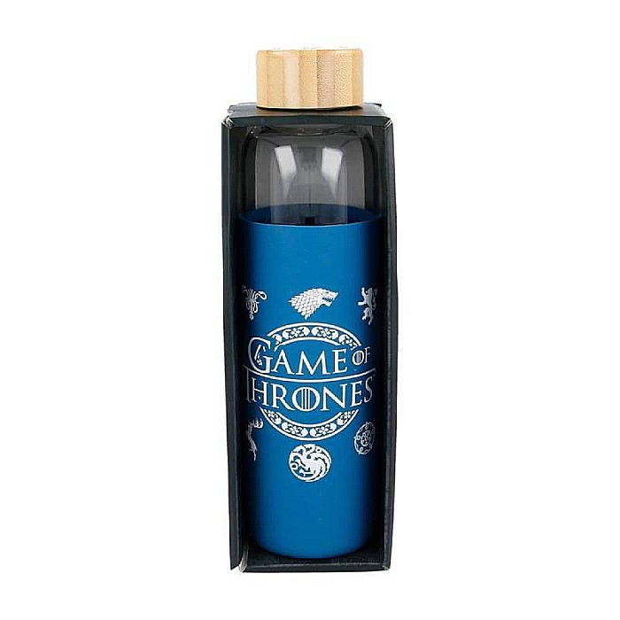 Sticlă de apă reutilizabilă, Stor, din sticlă Barosilicatică, capac din bambus, 585 ml, Game of Thrones [3]
