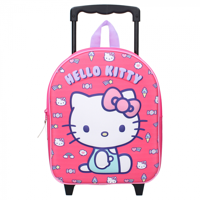 Troler 3D multicolor, cu un compartiment, 32x26x11 cm, beretele ajustabile si captusite, Another Dimension, Hello Kitty [2]