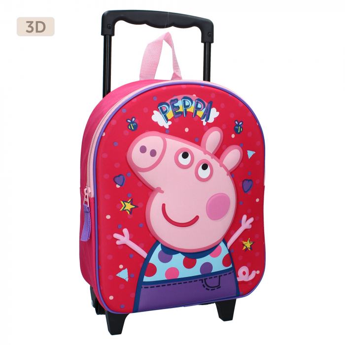 Troler multicolor 3D, cu un compartiment, 32x26x11 cm, beretele ajustabile si captusite, Friends Around Town, Peppa Pig [1]