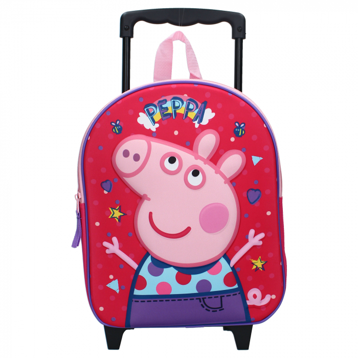 Troler multicolor 3D, cu un compartiment, 32x26x11 cm, beretele ajustabile si captusite, Friends Around Town, Peppa Pig [2]