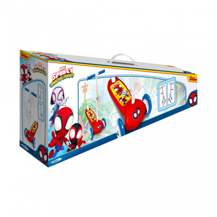 Trotineta intuitiva cu 3 roti, multicolor, manere confortabile, platforma antiderapanta, roti acoperite cu material PVC, frana posterioara cu piciorul, Spidey [2]