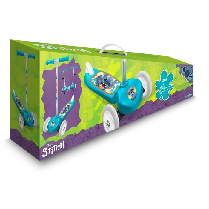 Trotineta intuitiva cu 3 roti, multicolor, manere confortabile, platforma antiderapanta, roti acoperite cu material PVC, frana posterioara cu piciorul, Stitch [5]