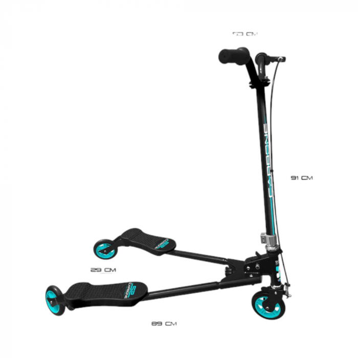 Trotineta Pliabila cu 3 Roti Swing, Dezvolta Motricitatea, Roti PU de 125mm, Frana de Mana, Cadrul din Otel pentru Durabilitate, Greutate maxima 100 kg, Skids Control Carbone [3]