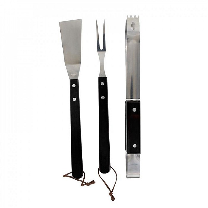 Set ustensile pentru grătar, 3 piese, oțel inoxidabil, mâner lemn, COOK CONCEPT [2]