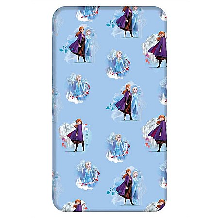 Cearceaf cu margini elastice, multicolor, 100% bumbac, 90 x 200 cm, Blue Leaves, Frozen [0]