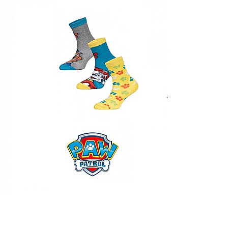 Lenjerie intimă și șosete - Set 3 perechi șosete băieți, albastru/galben/gri, Paw Patrol