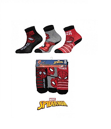 Lenjerie intimă și șosete - Set 3 perechi șosete băieți, roșu/gri/negru, Marvel, Spiderman