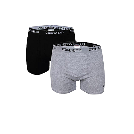 Adulți - Boxeri din bumbac cu bandă logo în talie, 2 perechi, Negru/Gri,