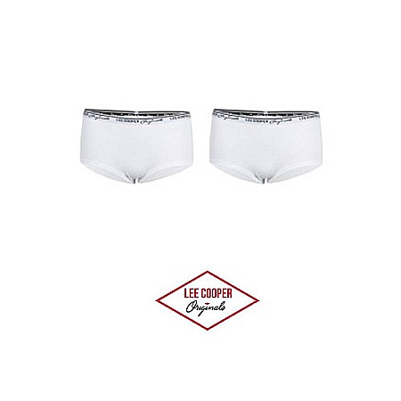 Set 2 perechi chiloți hipster cu bandă logo în talie, alb, Lee Cooper Originals [1]