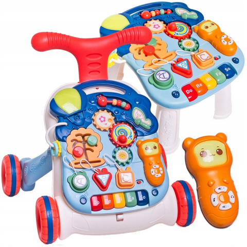 Antemergator Multifunctional 5-in-1 Homio – Masa Interactiva Detasabila, Lumini si Sunete, Panou Muzical, Moduri Senzoriale de Joaca, Albastru [1]