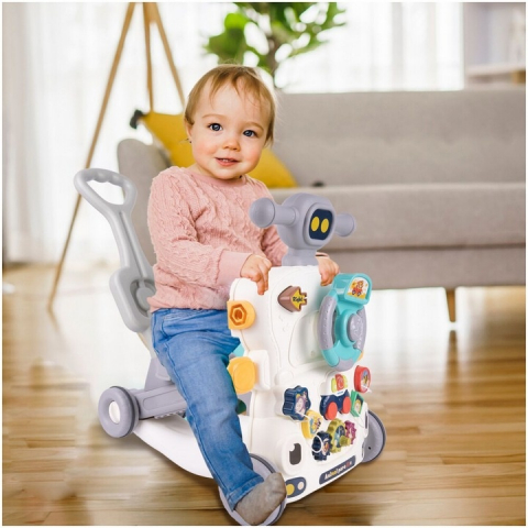 Antemergator Multifunctional 6 in1, Homio, Bicicleta de Echilibru, Centru de Activitati, Tricicleta cu Maner, Jucarii Muzicale, Lumini, Panou Detasabil, Volan, Forme Colorate, Roti Antiderapante, Stru [7]