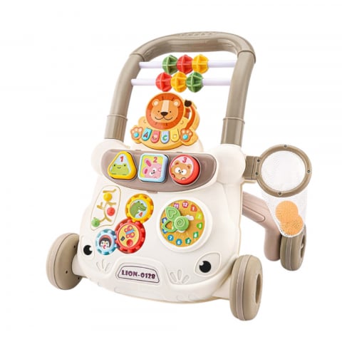 Interactive - Antepremergator 2in1, 43x42x35 cm, pentru bebelusi, multifunctional, interactiv, cu lumini si sunete, 9+ luni, gri