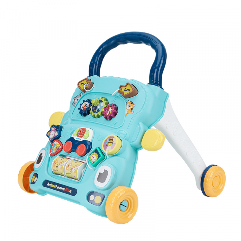 Premergătoare și antemergătoare - Antepremergator 2in1, 43x42x35 cm, pentru bebelusi, multifunctional, interactiv, masinuta detasabila, cu lumini si sunete, 9+ luni, albastru