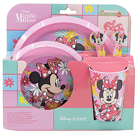 Set 5 piese pentru servit masă, plastic, fără BPA, multicolor, Sping, Minnie Mouse, Disney [0]