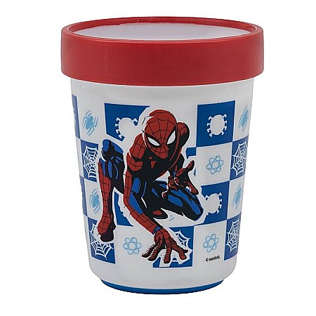 Bebeluși - Pahar plastic, 260 ml, antiderapant, multicolor, compatibil cu microunde, fără BPA, Arachnid, Spiderman