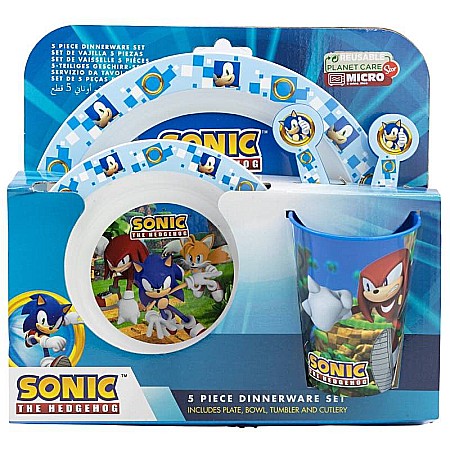 Bebeluși - Set 5 piese pentru servit masă, plastic, fără BPA, multicolor, utilizabil la microunde, Sonic
