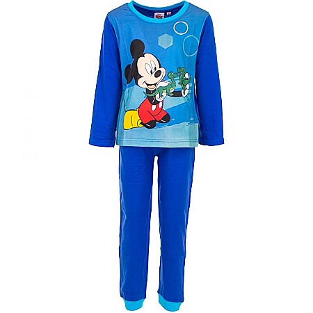Pijamale maneca lunga - Pijama mânecă lungă bumbac Mickey Mouse, Albastru