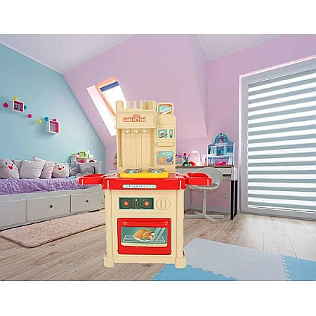 Bucătărie din plastic nontoxic, pentru copii, 44 accesorii, Homio, multicolor, cu robinet funcțional, sunete și lumini, 68x23x54 cm [1]