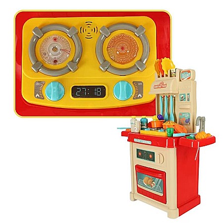 Bucătărie din plastic nontoxic, pentru copii, 44 accesorii, Homio, multicolor, cu robinet funcțional, sunete și lumini, 68x23x54 cm [7]