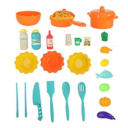 Bucătărie din plastic nontoxic, pentru copii, 44 accesorii, Homio, multicolor, cu robinet funcțional, sunete și lumini, 68x23x54 cm [8]