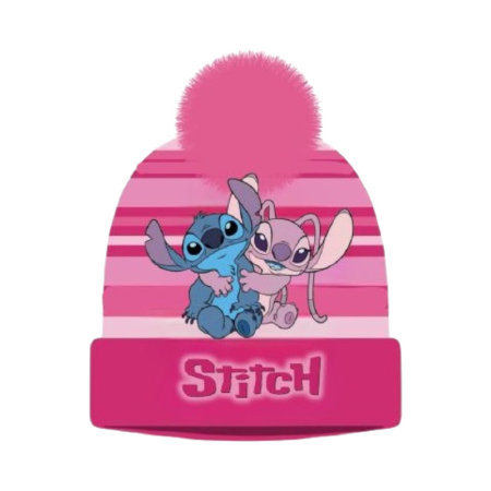 Căciuli, fulare, mănuși - Caciula cu ciucuri si imprimeu, 5-9 ani, fucsia, Stitch