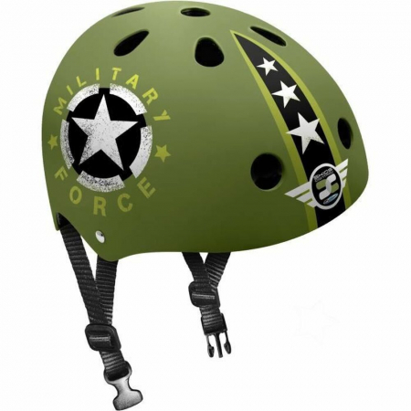 Accesorii - Casca protectie, pentru bicicleta, trotineta, skateboard, role, rezistenta la impact, cu marime reglabila, 53-57 cm, negru, Skids Control Military