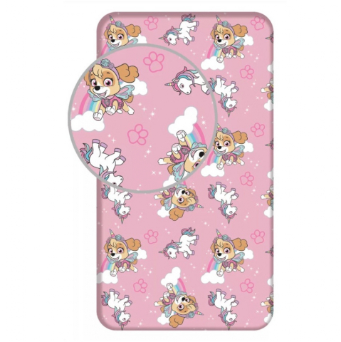 Cearceafuri de pat - Cearceaf cu margini elastice, multicolor, 100% bumbac, 90 x 200 cm, Paw Patrol