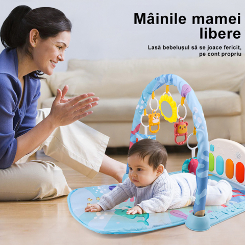 Centru de activitate pentru copii multicolor, Homio, cu pian, jucarii si oglinda, arcada flexibila, Ocean Life [6]