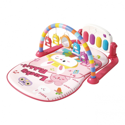 Centre de activități - Centru de Activitati, Homio, cu Pian Detasabil, cu Sunete si Lumini, cu Zornaitoare si Diverse Jucarii, Oglinda Detasabila, Volum Ajustabil, roz, Lucky Rabbit