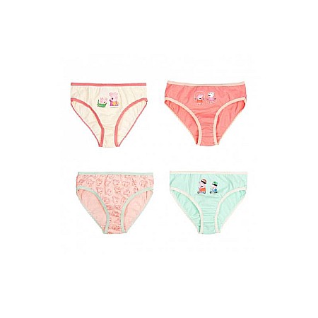 Lenjerie intimă și șosete - Set 4 perechi de chiloți tip panty, pentru fetițe, multicolor, 100% bumbac, Peppe Pig