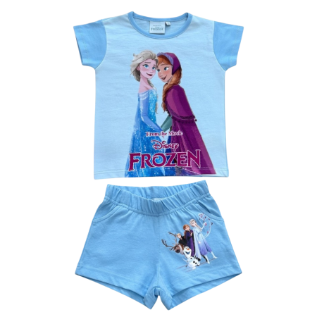 Compleuri copii - Compleu copii, 2 piese, mânecă scurtă, 100% bumbac, albastru, Frozen
