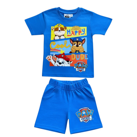 Compleuri copii - Compleu copii, 2 piese, mânecă scurtă, 100% bumbac, albastru, Paw Patrol