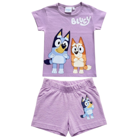 Compleuri copii - Compleu copii, 2 piese, mânecă scurtă, 100% bumbac, mov, Bluey