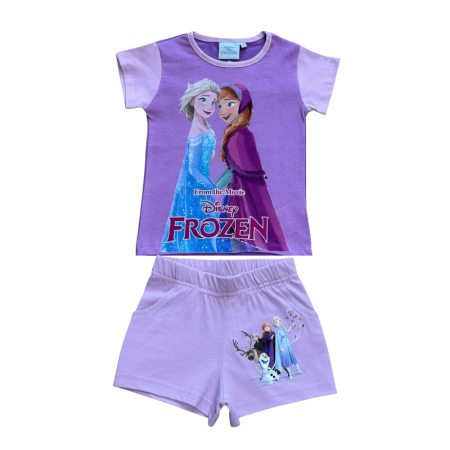Compleuri copii - Compleu copii, 2 piese, mânecă scurtă, 100% bumbac, mov, Frozen