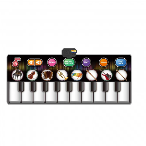 Jucării interactive - Covoras Muzical Interactiv pentru Copii, cu 10 Clape, 8 Instrumente Muzicale si Functii de Inregistrare, Volum Reglabil si Sunete Educative, Ideal pentru Dezvoltarea Creativitatii si Coordonarii, 3 An