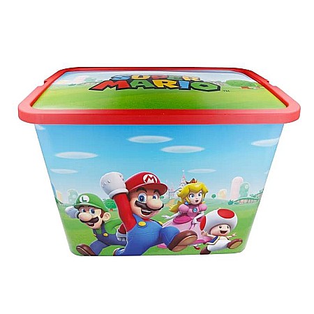 Copii - Cutie depozitare jucării, Super Mario, 8,5x19,2x28,7 cm, 23 l Albastru