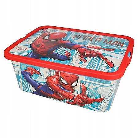 Organizare și depozitare - Cutie pentru jucării, Spiderman, Plastic, 13 l, Roșu/Albastru