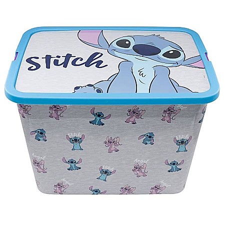 Copii - Cutie pentru depozitare, din plastic, cu capac, 23 L, multicolor, 40x27x29 cm, Stitch