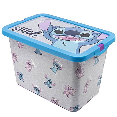 Organizare și depozitare - Cutie pentru depozitare, din plastic, cu capac, 7 L, multicolor, 29x19x19 cm, Stitch and Angel