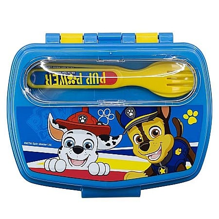 Copii - Cutie sandwich cu lingură și furculiță, multicolor, plastic fără BPA, Pup Power, Paw Patrol