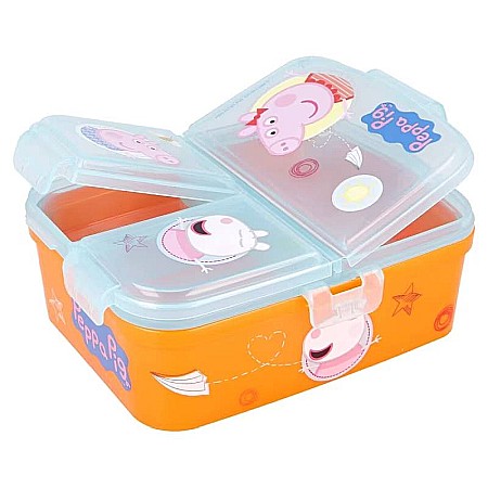 Copii - Cutie sandwich, cu patru compartimente, multicolor, fără BPA, Peppa Pig